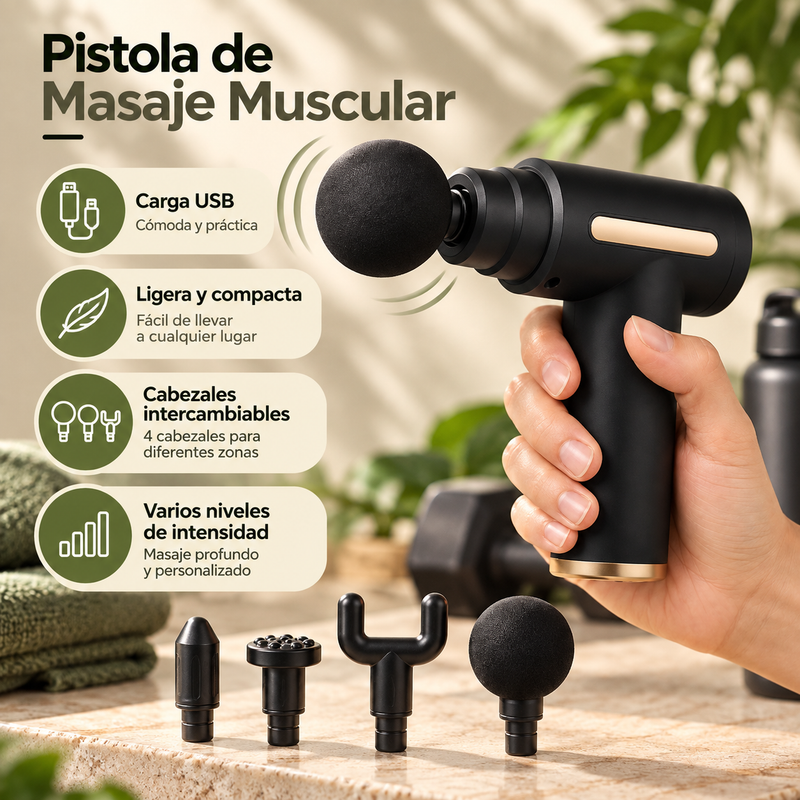 Pistola de masaje muscular portátil | Recuperación post-entreno