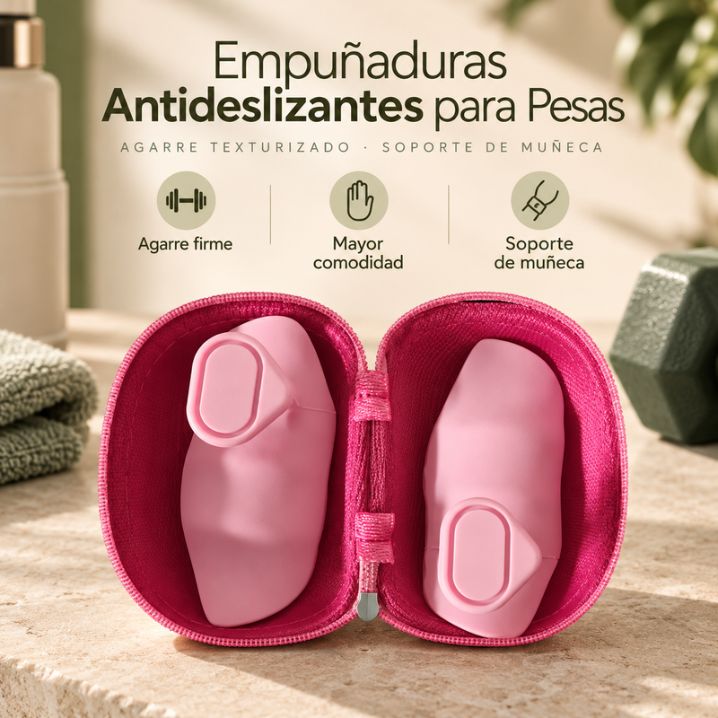 Empuñaduras Antideslizantes para Pesas | Agarre Texturizado con Soporte de Muñeca