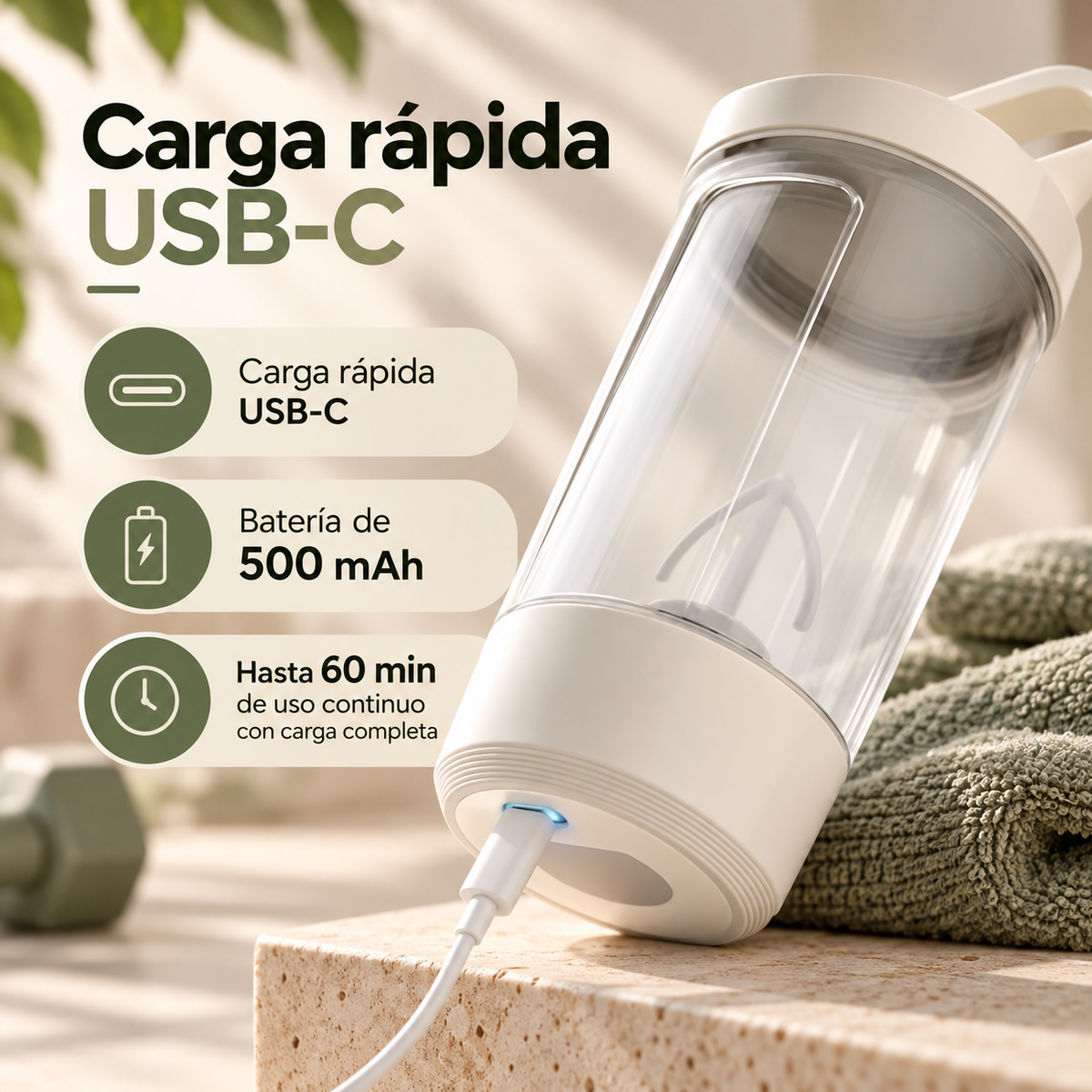 Vaso Mezclador Eléctrico 450ml | Batidos de Proteína sin Grumos