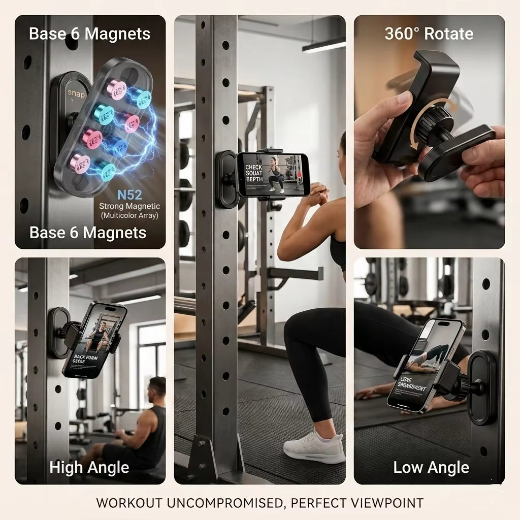 Magnetic Phone Holder 360° Adjustable Golf Cart Gym Equipment Stand for Phone Universal Lazy Mobile Phone Stand