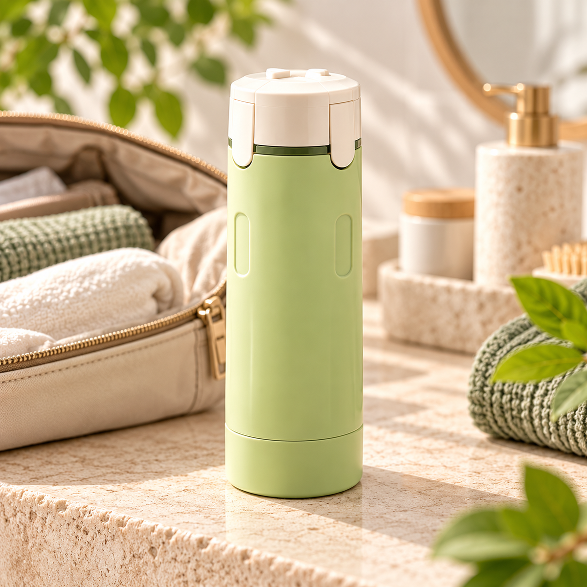Dispensador de Viaje 4 en 1 | Botellas Recargables para Gym y Viajes